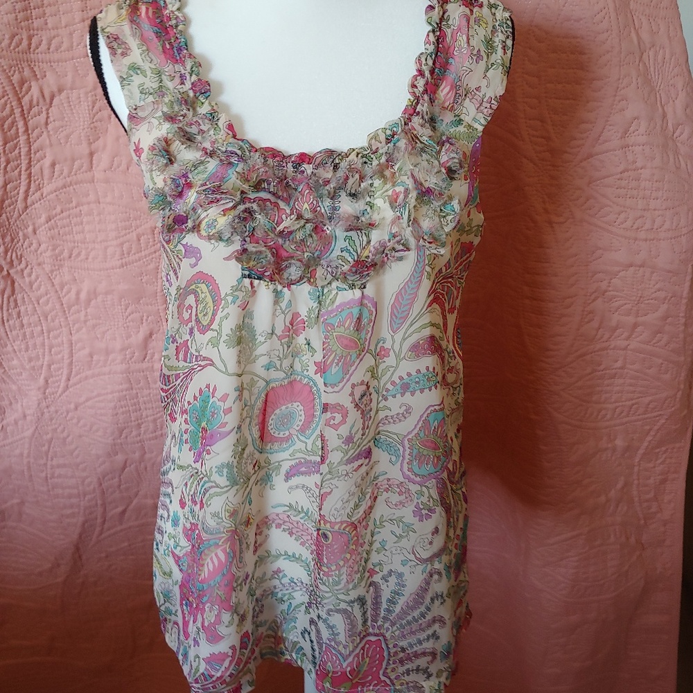 Blue Tassel silky tank